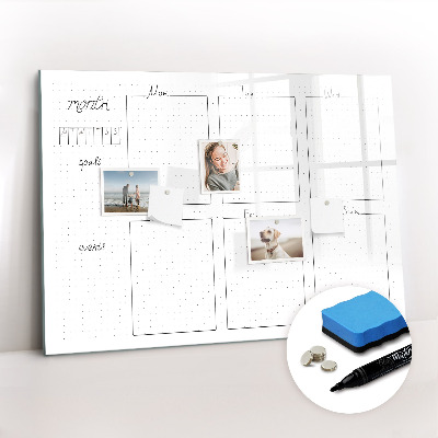 Magnetic writing board Weekly plan