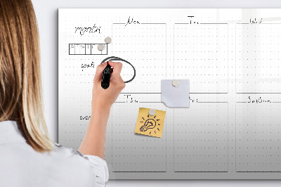 Magnetic writing board Weekly plan