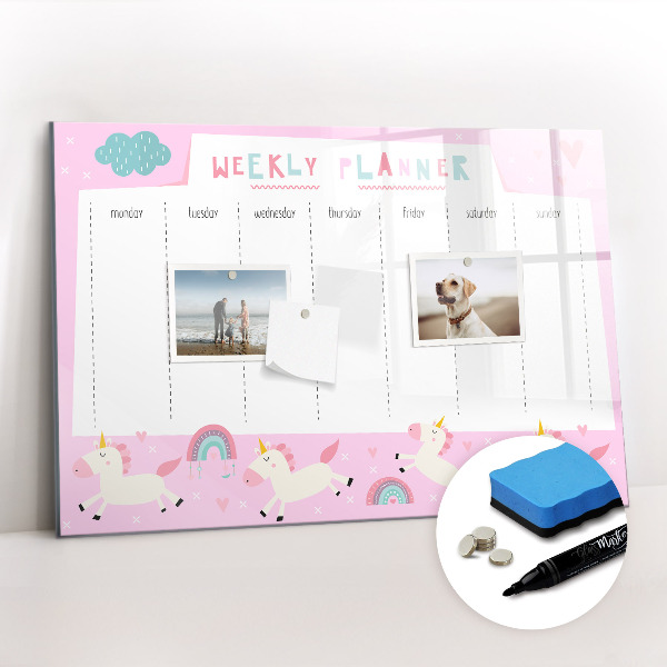 Magnetic writing board with marker Weekly planner for kids