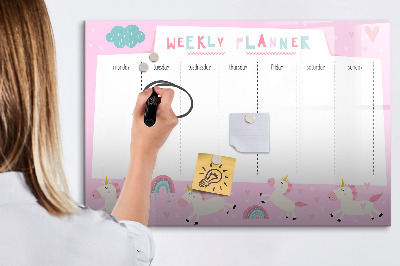 Magnetic writing board with marker Weekly planner for kids