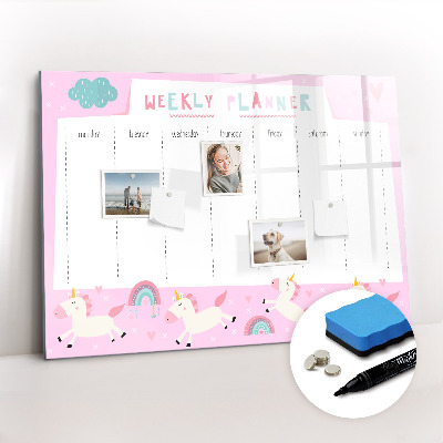 Magnetic writing board with marker Weekly planner for children