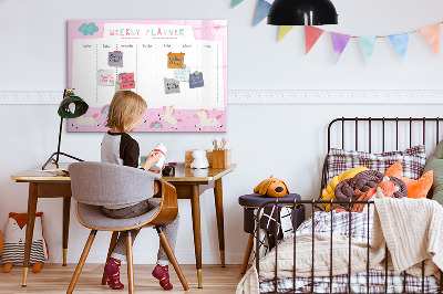 Magnetic writing board with marker Weekly planner for children