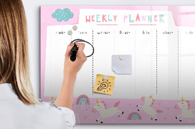 Magnetic writing board with marker Weekly planner for kids