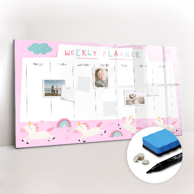 Magnetic writing board with marker Weekly planner for kids
