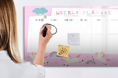 Magnetic writing board with marker Weekly planner for children