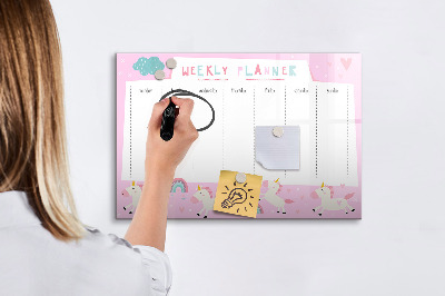 Magnetic writing board with marker Weekly planner for children