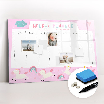 Magnetic writing board with marker Weekly planner for children