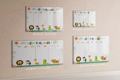 Magnetic writing board Weekly planner animals