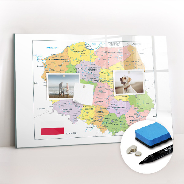 Magnetic writing board Map of Poland