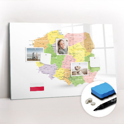 Magnetic writing board Map of Poland