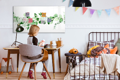 Magnetic erase board A branch of a plant