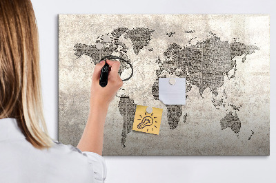 Magnetic erase board World map newspaper