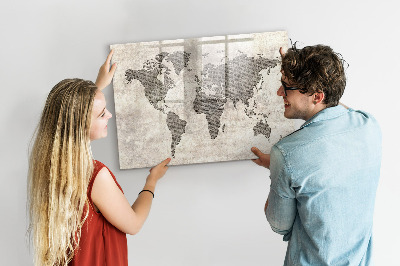 Magnetic erase board World map newspaper