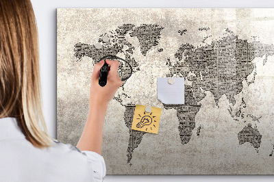 Magnetic erase board World map newspaper