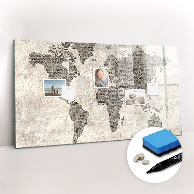 Magnetic erase board World map newspaper