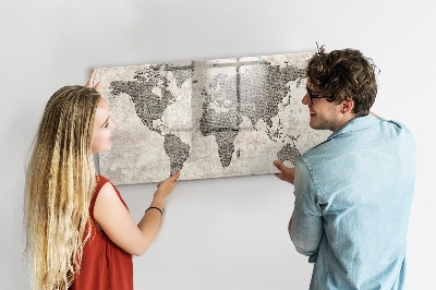 Magnetic erase board World map newspaper