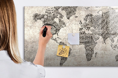 Magnetic erase board World map newspaper
