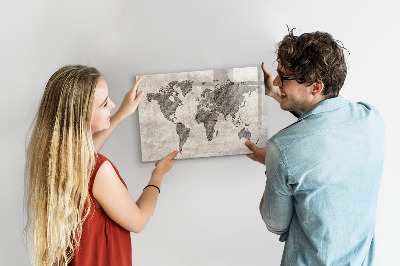 Magnetic erase board World map newspaper