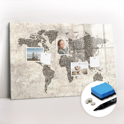 Magnetic erase board World map newspaper