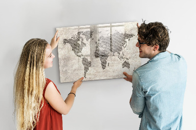Magnetic erase board World map newspaper
