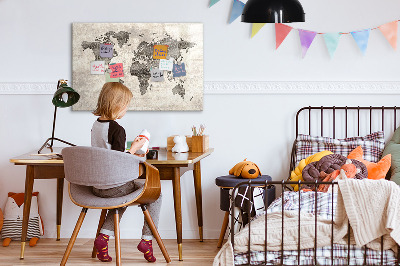 Magnetic erase board World map newspaper