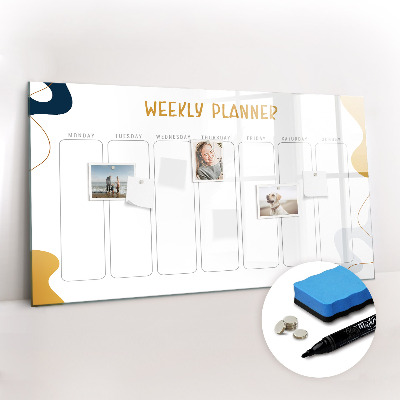 Magnetic writing board Weekly planner