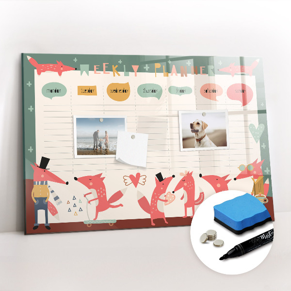 Magnetic writing board Weekly planner for children