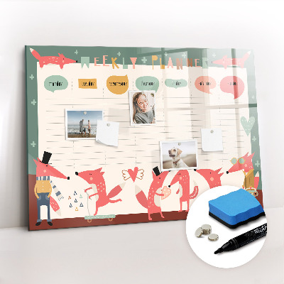 Magnetic writing board Weekly planner for children