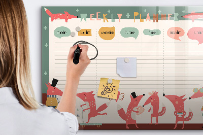 Magnetic writing board Weekly planner for children