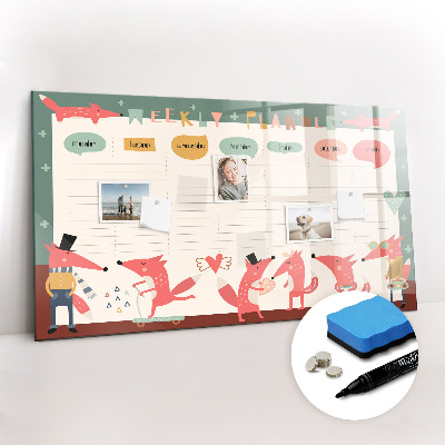 Magnetic writing board Weekly planner for children