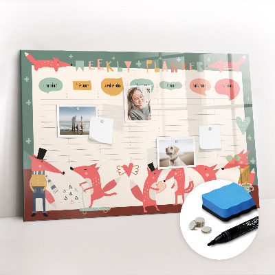 Magnetic writing board Weekly planner for kids