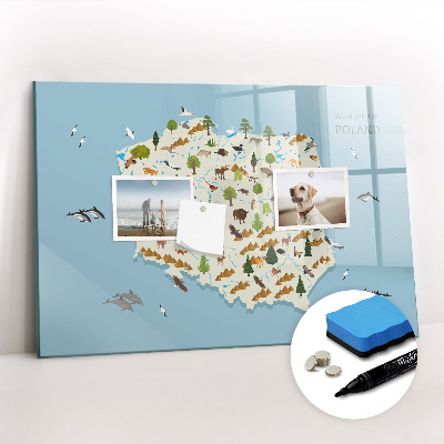 Magnetic writing board Polish Animal Map