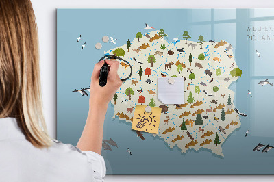 Magnetic writing board Polish Animal Map