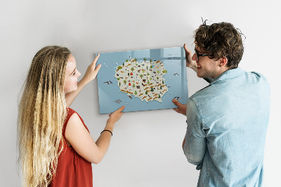 Magnetic writing board Polish Animal Map
