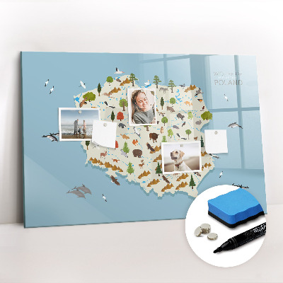 Magnetic writing board Polish Animal Map