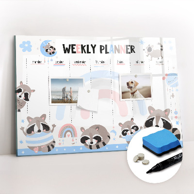 Magnetic board with marker Weekly planner for children