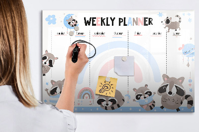 Magnetic board with marker Weekly planner for children