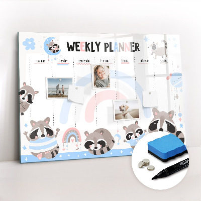 Magnetic board with marker Weekly planner for children