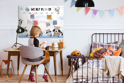 Magnetic board with marker Weekly planner for children