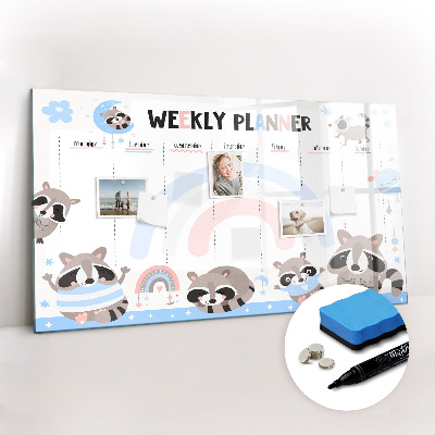 Magnetic board with marker Weekly planner for children