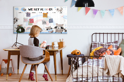 Magnetic board with marker Weekly planner for kids