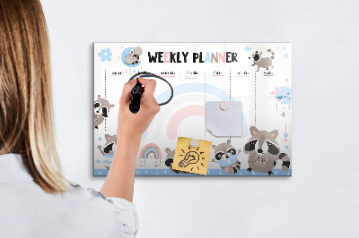 Magnetic board with marker Weekly planner for kids