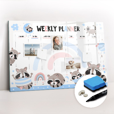 Magnetic board with marker Weekly planner for children