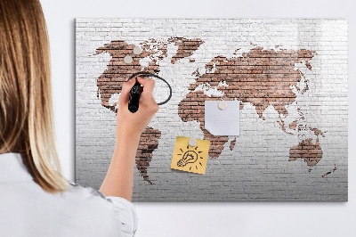 Magnetic writing board Brick world map