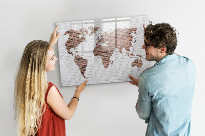Magnetic writing board Brick world map