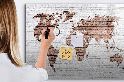 Magnetic writing board Brick world map