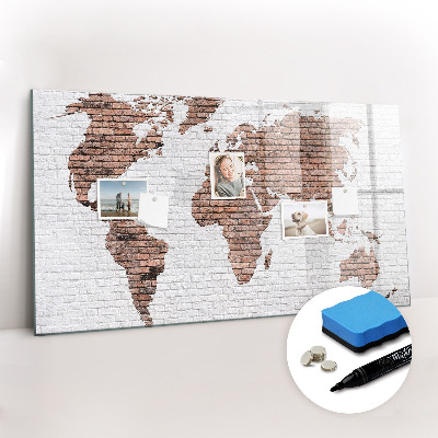 Magnetic writing board Brick world map