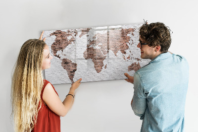 Magnetic writing board Brick world map