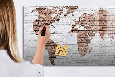 Magnetic writing board Brick world map