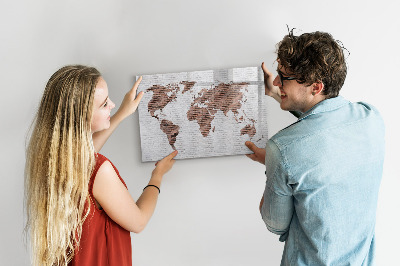 Magnetic writing board Brick world map